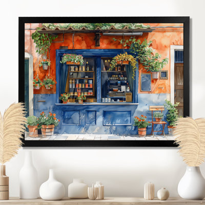 'Green Blue Cozy Vintage Spring Shop In Italy - Stores & Shops Wall Art