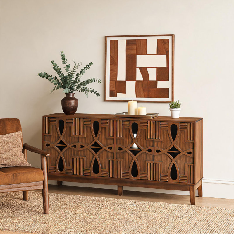 Buffet 60,5 po Mid-Century Modern, Noyer