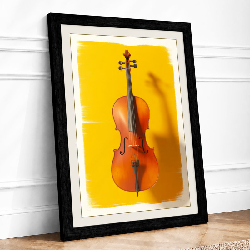 Cello On Gold Modern - Print, Black, A3 - 42.0 x 29.7 cm