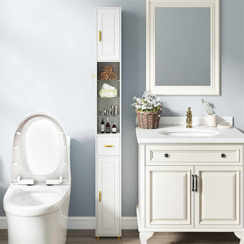 Freestanding Linen Cabinet, White