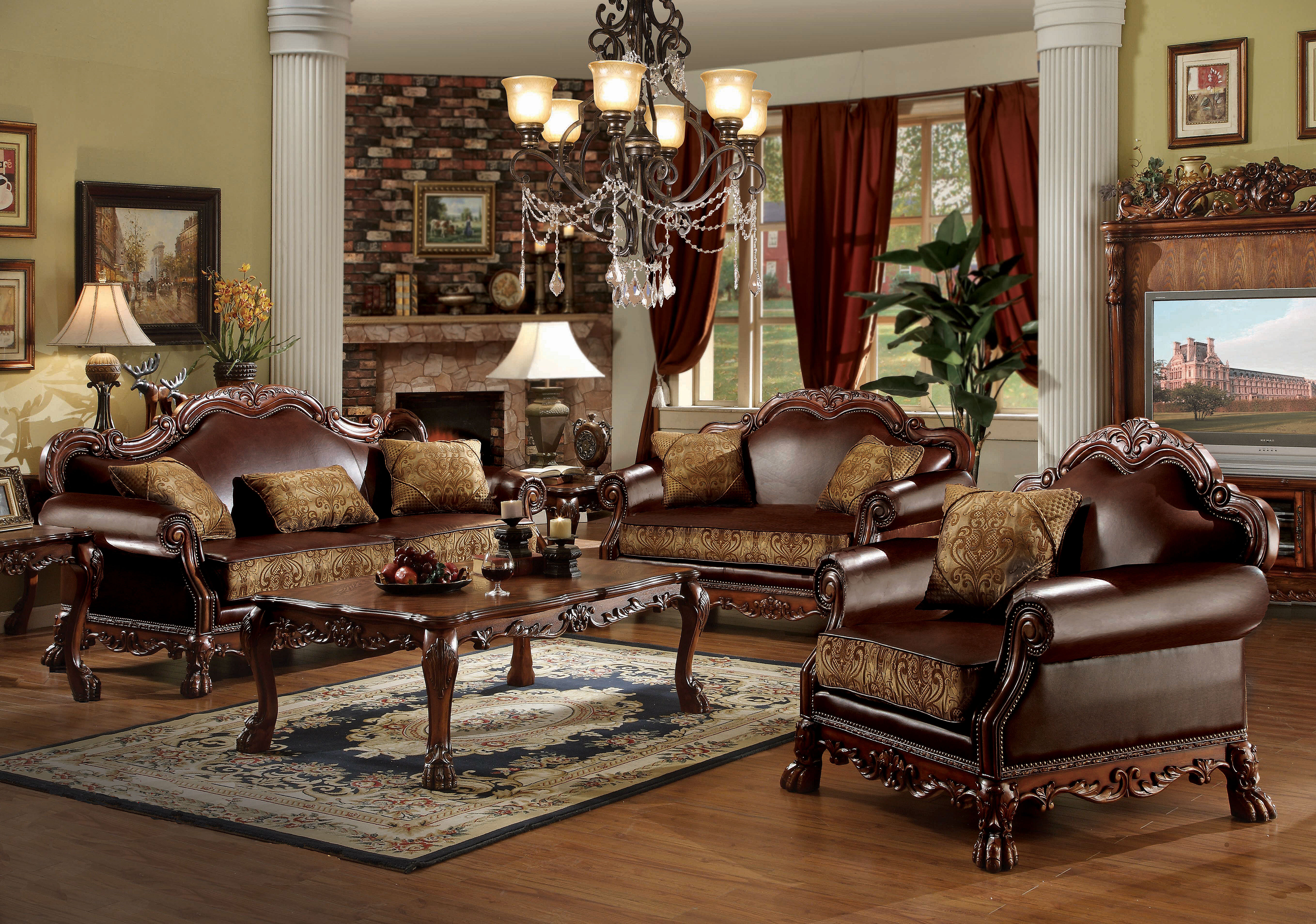 Caramel leather store living room set