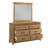 Esterel Wood 6-Drawer Dresser With Mirror, Honey Brown