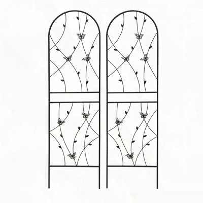 Paquet de 2 treillis de jardin en métal 71 po x 19,7 po antirouille pour plantes grimpantes déco papillon