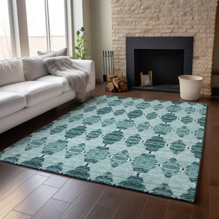 Premium Machine Washable Cerrito AMF610 Teal Rug