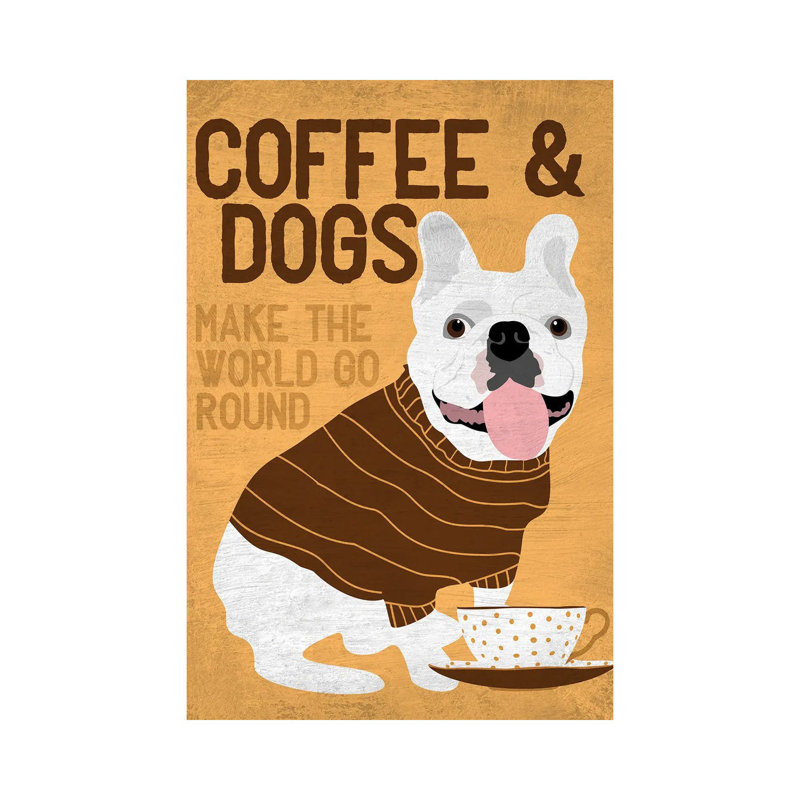 Coffee And Dogs French Bulldog by Ginger Oliphant - Wrapped Canvas Gallery-Wrapped Canvas Giclée