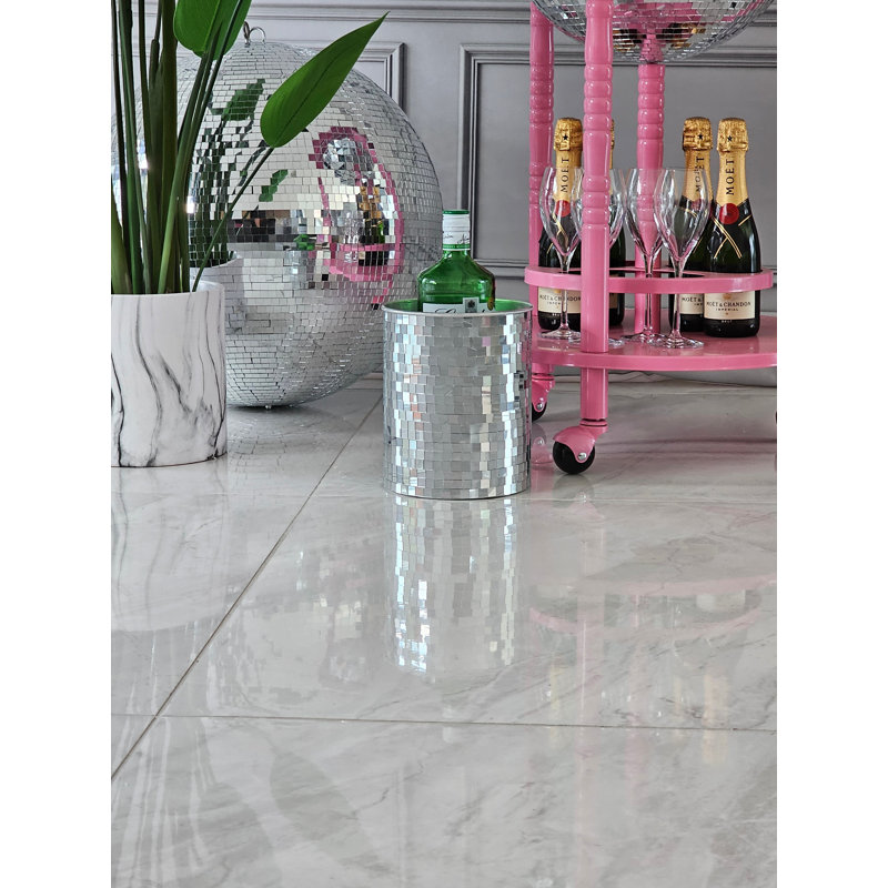 Metal Globe Bar, Pink/Silver