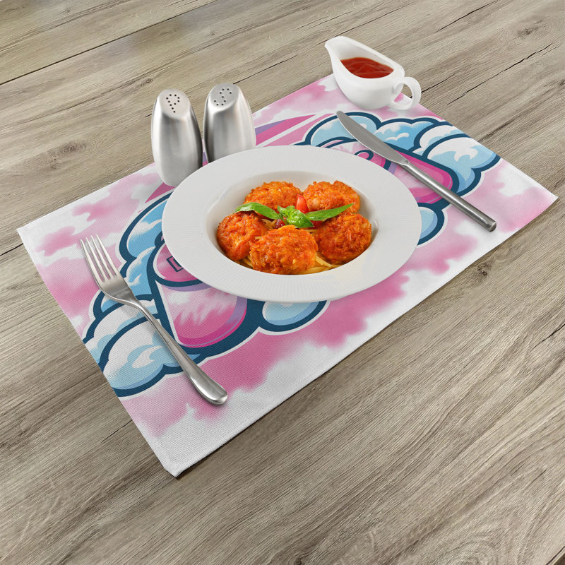 Ensemble de 4 napperons roses Ambesonne Girly Gamer Concept
