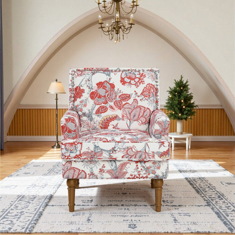 Fauteuil d'appoint rembourré Farmhouse, Rouge