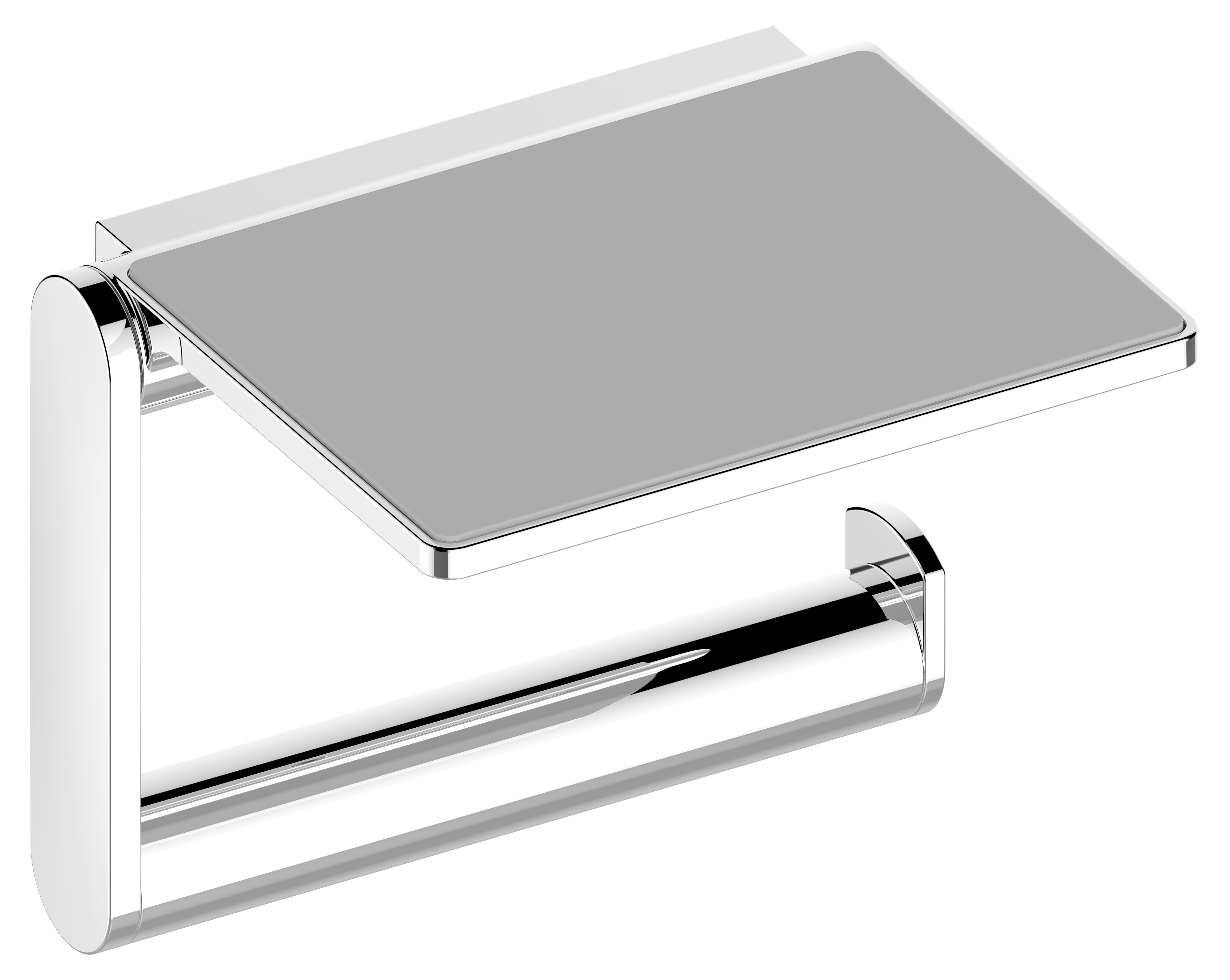 Signature Hardware Cooper Toilet Paper Holder with Shelf Chrome