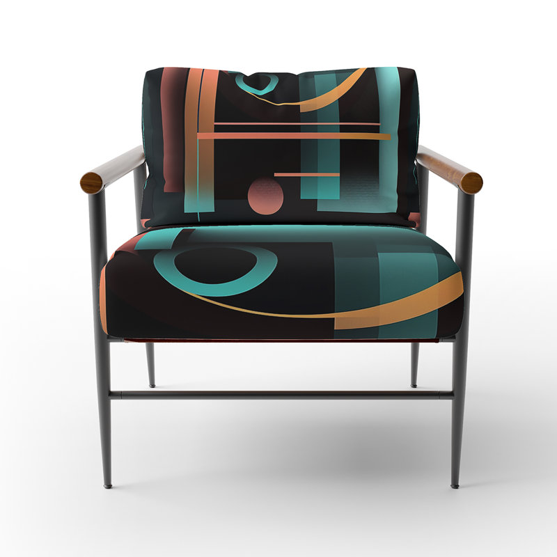 Daddario - Fauteuil d'appoint géométrique abstrait en velours, Noir, noir, noir, noir