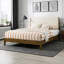 Grand lit plateforme en bois massif de style Mid-Century avec tête de lit tapissier Lunaris-2032750423