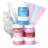 Nostalgia FSCC8 Cotton Candy Party Kit - Pink Vanilla, Blue Raspberry, Strawberry Flossing Sugars (7 oz. each) with Reusable Cones and Twist Ties