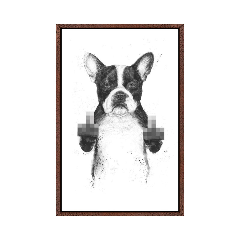 Censored Dog by Balazs Solti - Print on Canvas, Classic Brown Wood Framed, 101.6cm H x 66.04cm W x 3.81cm D