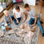 Tapis décoratif antidérapant lavable à motif floral rétro-353756084