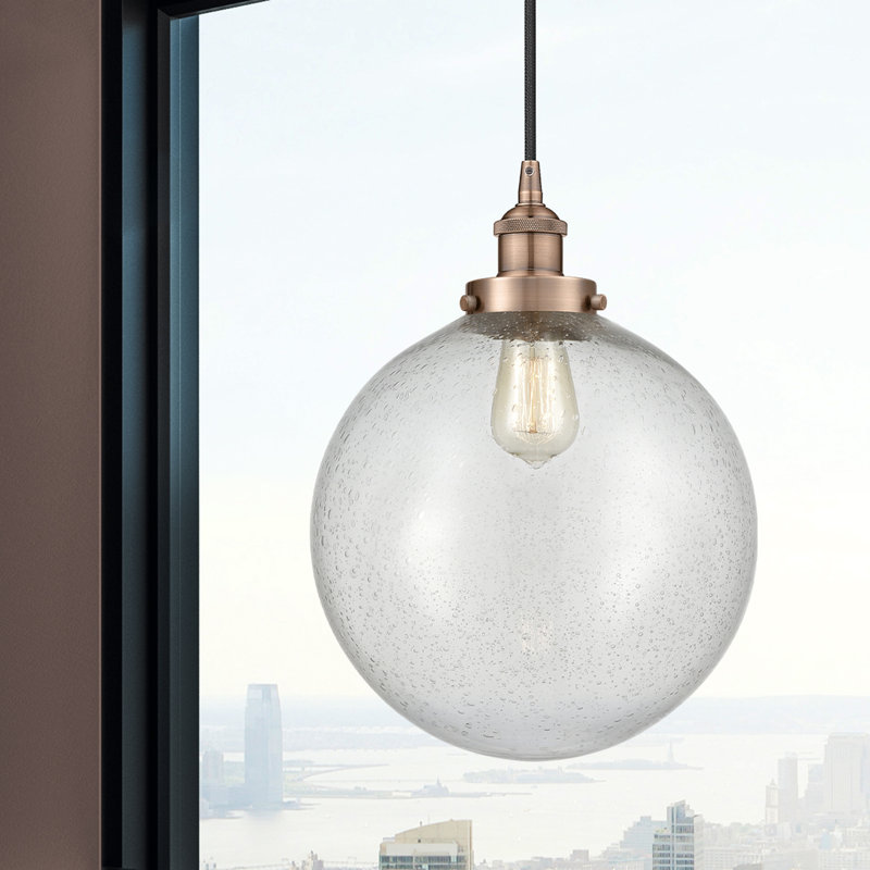 Luminaire suspendu sphère 1 lumière Frederick, H 15,5 po x l 12 po x P 12 po, Cuivre