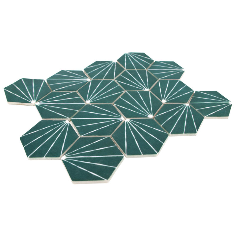 Carrelage mosaïque mural 11,8 po x 10,2 po Art Deco, Vert