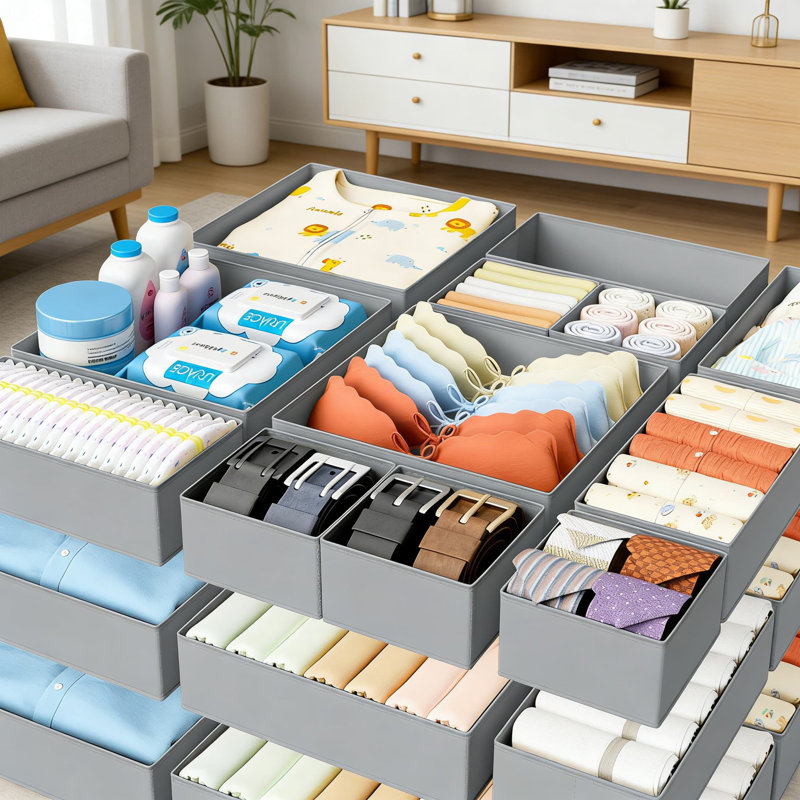 Foldable Fabric Drawer Organizer Set - 30 Pack Closet And Dresser Dividers For Clothing, Underwear, Socks, Bras, And Accessories - Space Saving Storage Bins For Bedroom, Nursery, And Closet Organization