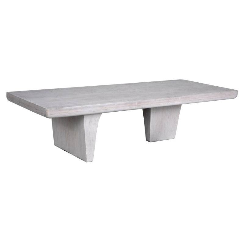 Ward Solid Wood Coffee Table, 17" H x 68" L x 28" W, White Wash