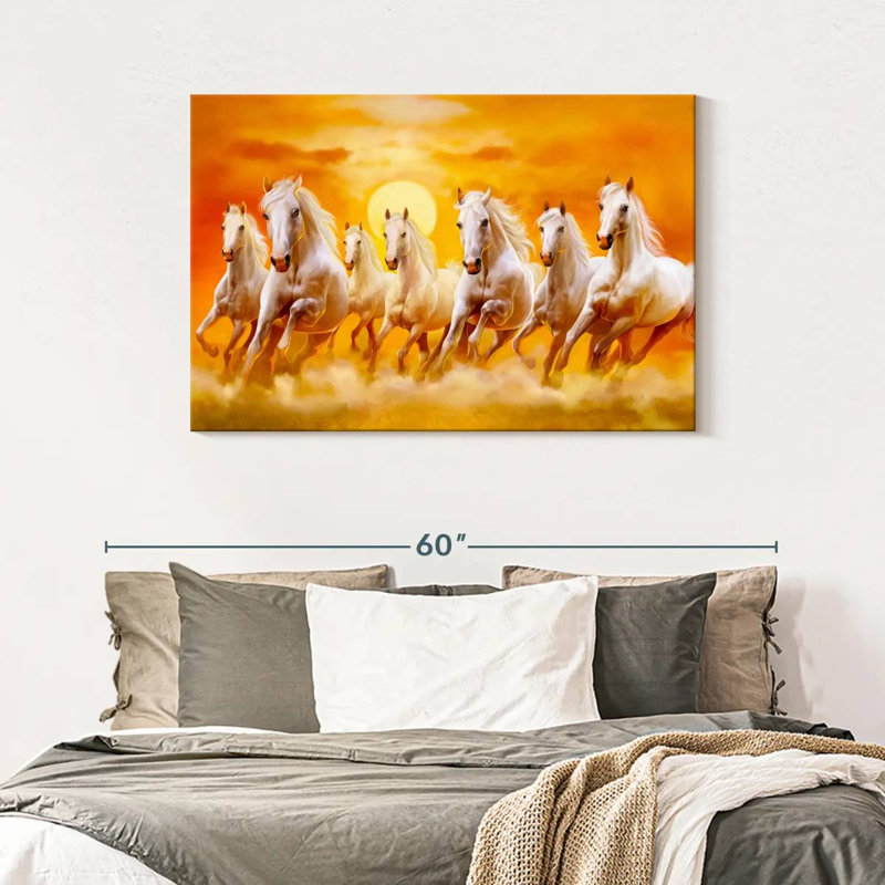 Seven Running Horses Canvas Print, 30" H x 45" W x 1.25" D