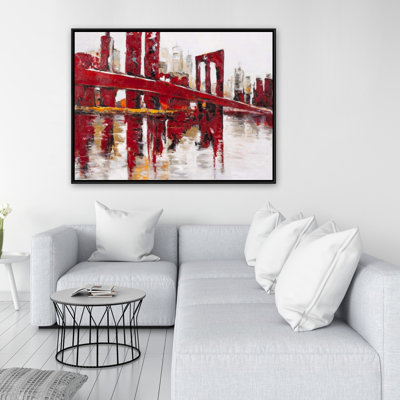 " Abstract And Industrial Red Bridge "