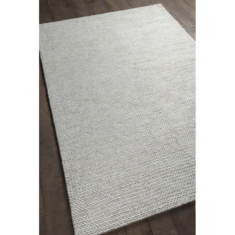 Tapis de zone argenté tissé à la main Burtle, Rectangle 5 pi x 7 pi 6 po