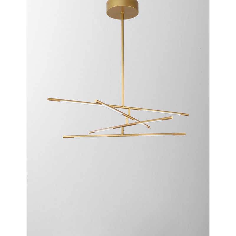 8 - Light Geometric LED Chandelier, Gold
