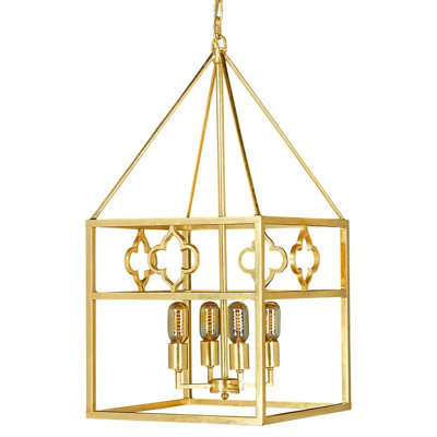 Quatrefoil 4 - Light Lantern Geometric Chandelier with Wrought Iron Accents