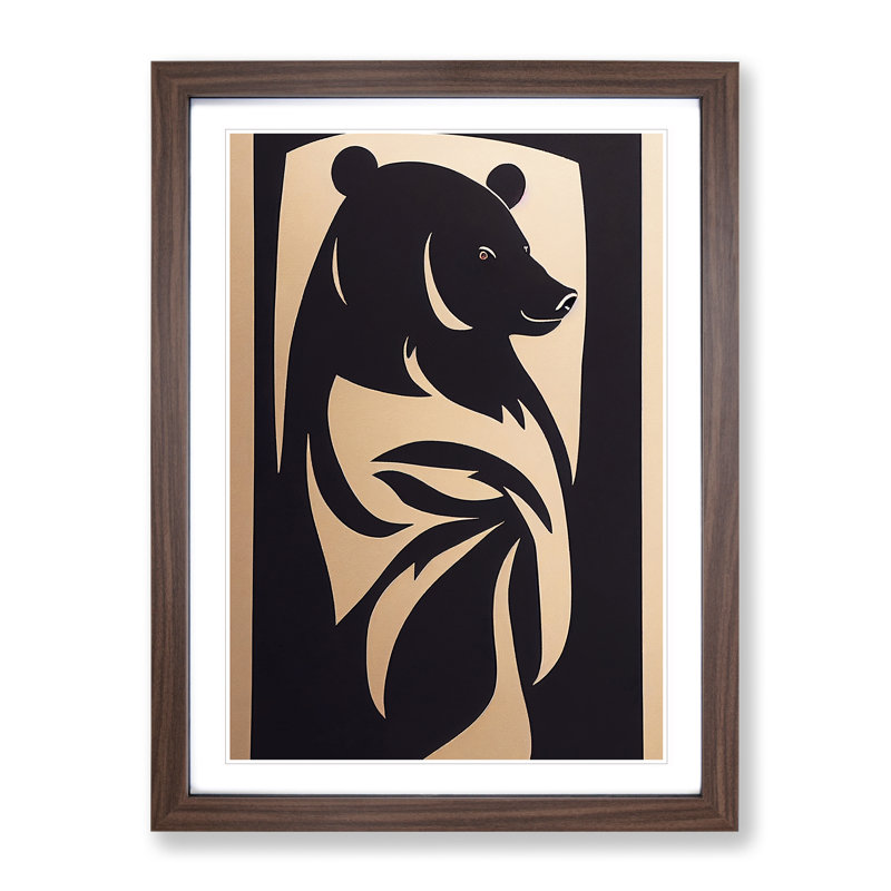 Bear Profile Abstract - Single Picture Frame Print, 64cm H x 46cm W x 2cm D, Walnut Framed