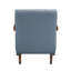 Chaise moderne en cuir bleu avec coussin de tête, dossier en noyer, pieds en finition noyer-252024736