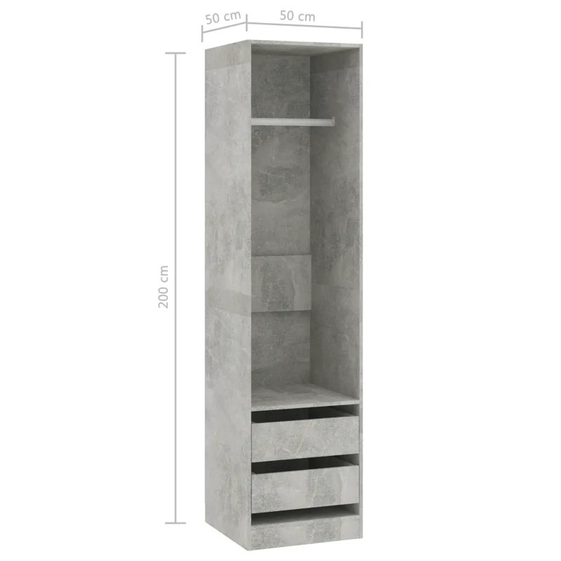 Edela Manufactured Wood Wardrobe, Concrete Grey