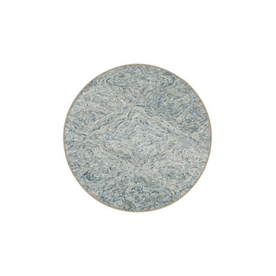 Green Tones Knotted Patterned Woven Base Rug
