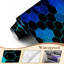 Papier peint adhésif à paillettes et technologie Futuristic Neon Hexagon Grid Blue Teal Gradient Glow-1777287760