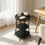 Petite table d'appoint ronde, table de bout en bois à 3 niveaux, table d'appoint de coin avec garde-bord, table de chevet mince pour les petits espaces, table basse, table de chevet pour salon, chambre à coucher, canapé-lit, rétro