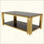 Table basse Modern Mirror, rectangulaire, métal asymétrique, finition dorée et tablette inférieure-107126244