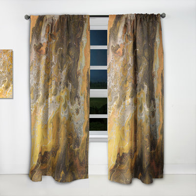 Linen Abstract Semi-Sheer Thermal Rod Pocket Single Curtain Panel