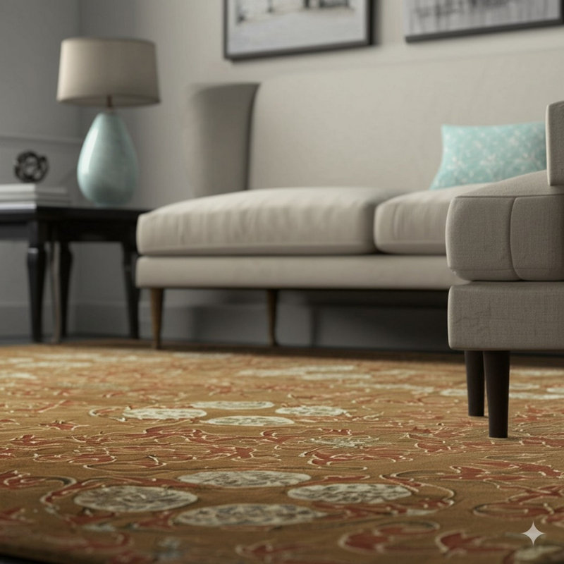 Brown Hand-Knotted Wool Floral Trellis Motif European Modern Contemporary Carpet Rug, 9'x 12'