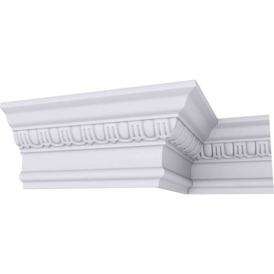 Endurathane Hampshire Traditional Crown Moulding, 5"H x 3"P x 5 7/8"F x 94 1/2"L, Factory Primed