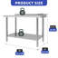 Table de préparation en acier inoxydable avec tablette réglable et dosseret pour poste de travail de cuisine-107665591