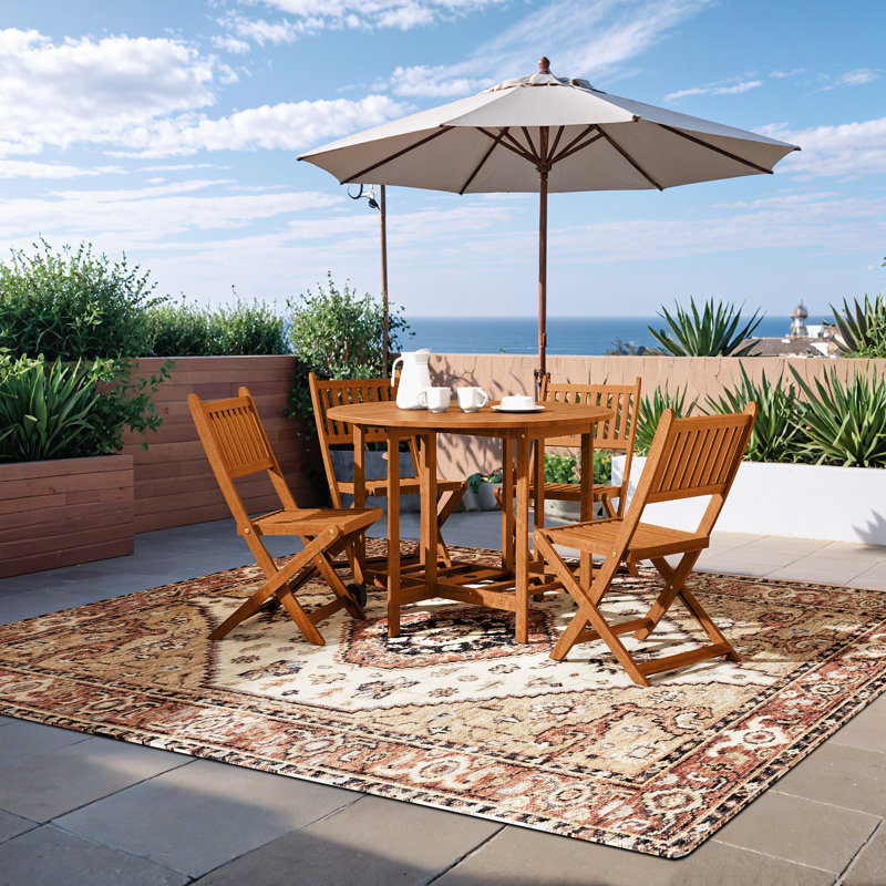 Ensemble de patio pliable en bois d'acacia, Marron clair