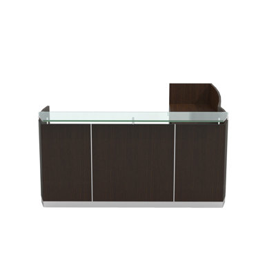 Medina Reception Station With Return, B/B/F & F/F Pedestals, Gray Steel