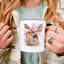 Tasse de lapin de Pâques Coquette rose, joli cadeau de printemps aquarelle avec nom personnalisé