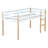 Solid Rubber Wood Twin Loft Bed with Ladder, Strengthened Slats & Natural White Finish
