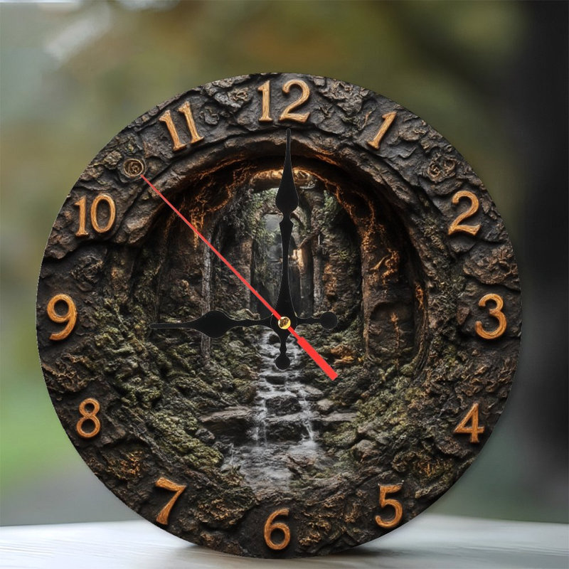 Horloge avec grotte mystérieuse