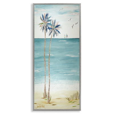 «Palms & Distant Boats», art de la giclée encadrée par Jennifer Peck