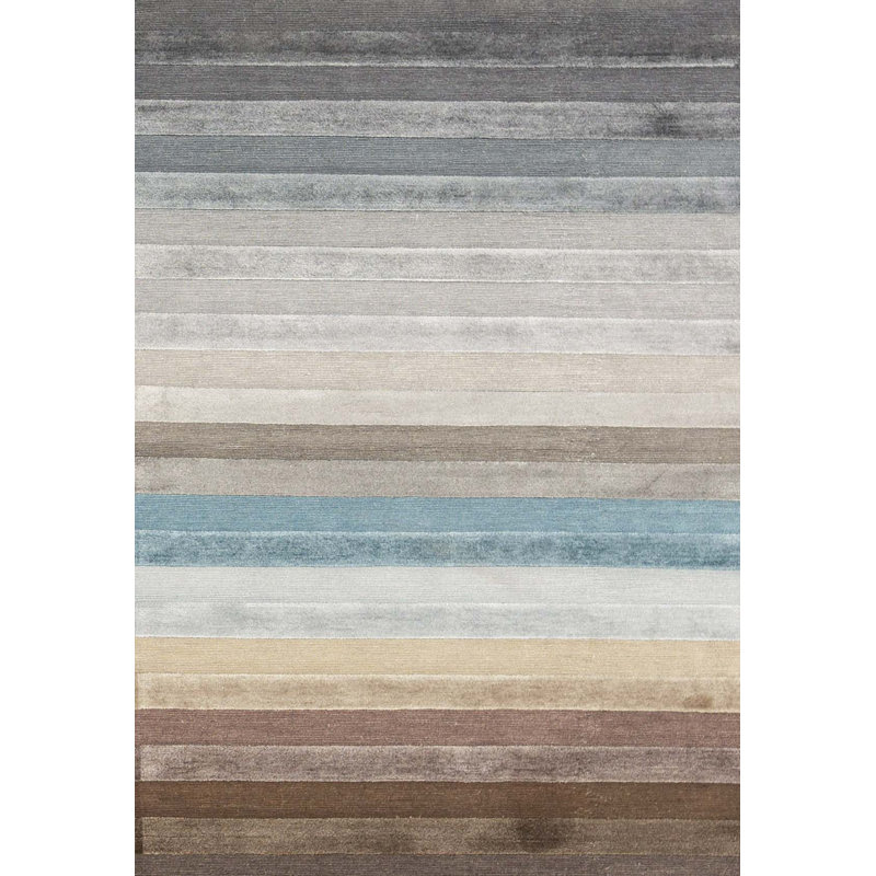 Tapis gris et brun noué à la main de haute qualité