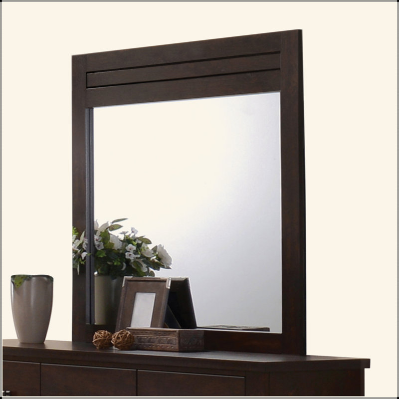 Miroir à finition acajou