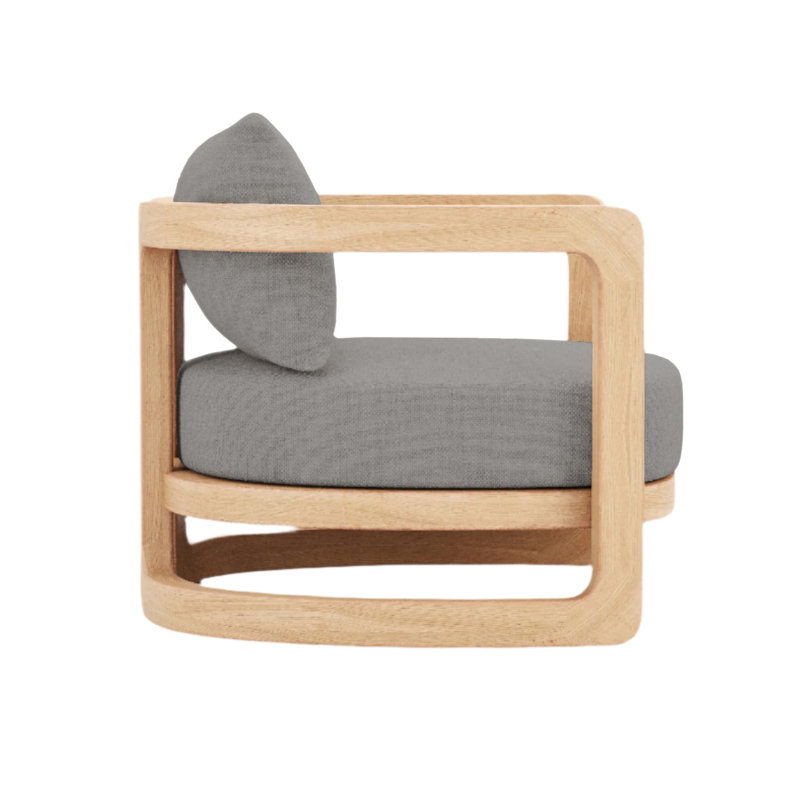 Muse Outdoor Teak Lounge Chair, Charcoal Gray 