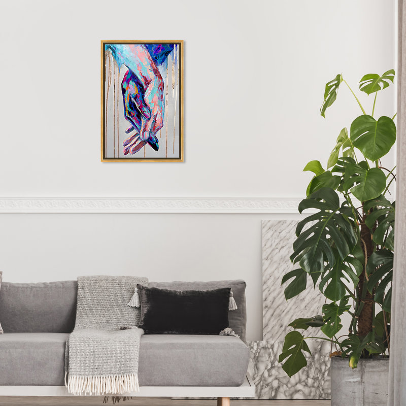 «Abstract Always Together», reproduction d'impression sur toile, H 24 po x l 16 po, Impression encadrée, Doré