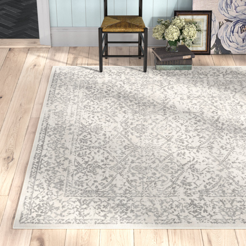 Tapis oriental gris / ivoire DeSoto, Rectangle 7 pi 10 po x 10 pi
