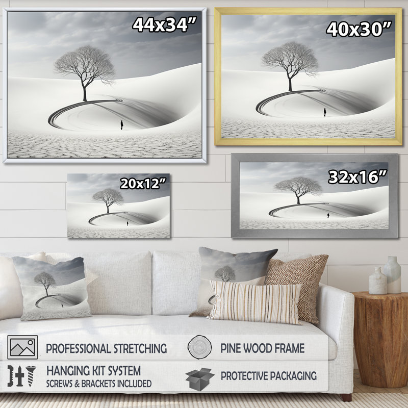 Paysage d'hiver photo IV sur toile, Cadre simple blanc, H 34 po x l 44 po x P 1,5 po